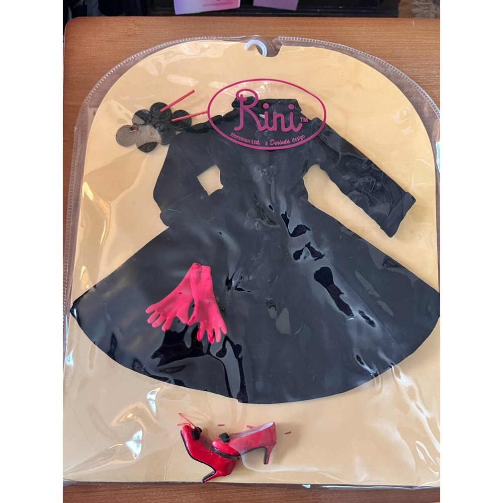 Horsman Rini Black Velvet Outfit Coat Hair Sticks Red Gloves Shoes for Doll NEW